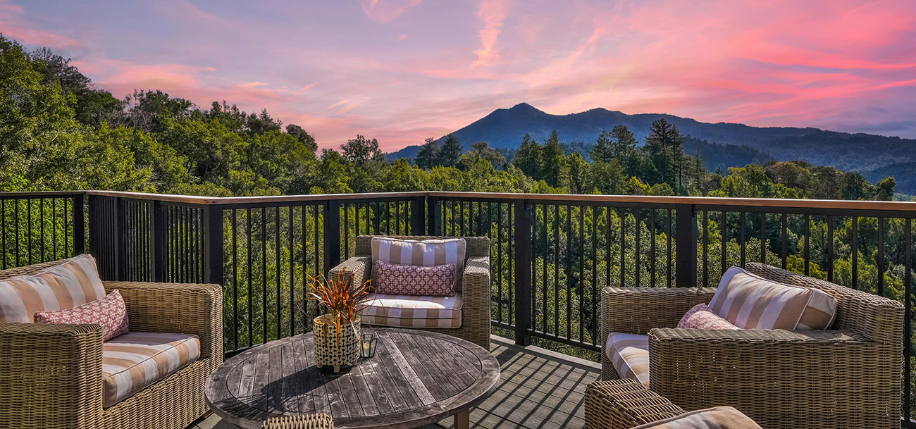 Pink sunset from an outdoor patio